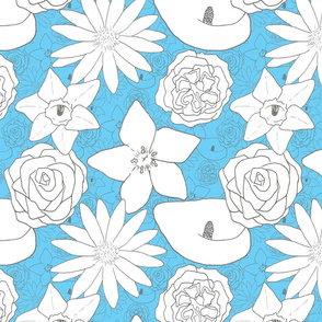 Flourishing Flowers - Blue