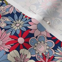 Chelsea (Red/White/Blue) || hand-drawn vintage floral