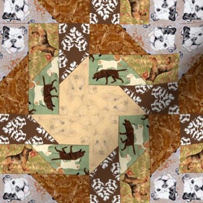 Picket Fence Dogs Cheater Quilt, unstitched