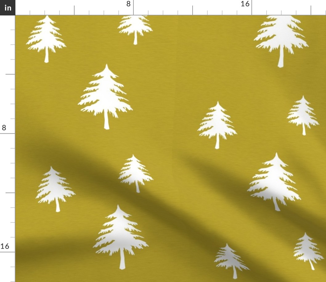 Trees on Mustard Linen