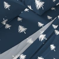 Trees on Navy Linen