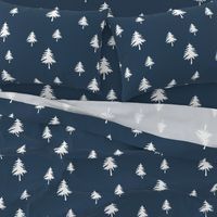 Trees on Navy Linen