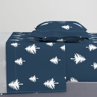 Trees on Navy Linen