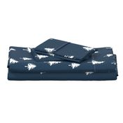 Trees on Navy Linen