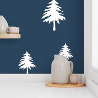 Trees on Navy Linen