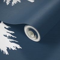 Trees on Navy Linen