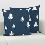 Trees on Navy Linen