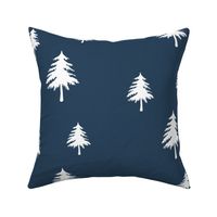 Trees on Navy Linen