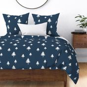 Trees on Navy Linen