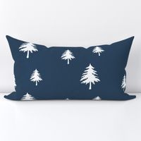 Trees on Navy Linen