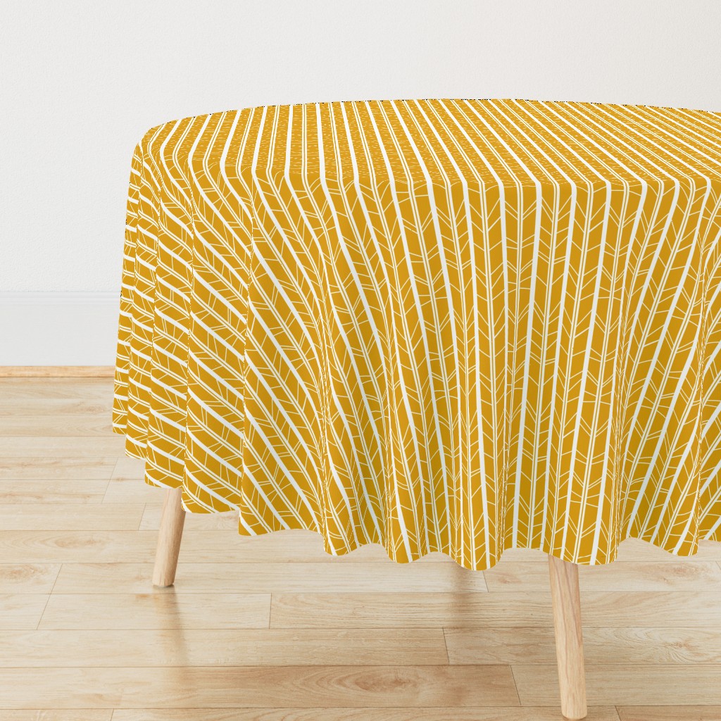 mustard yellow tree branch herringbone