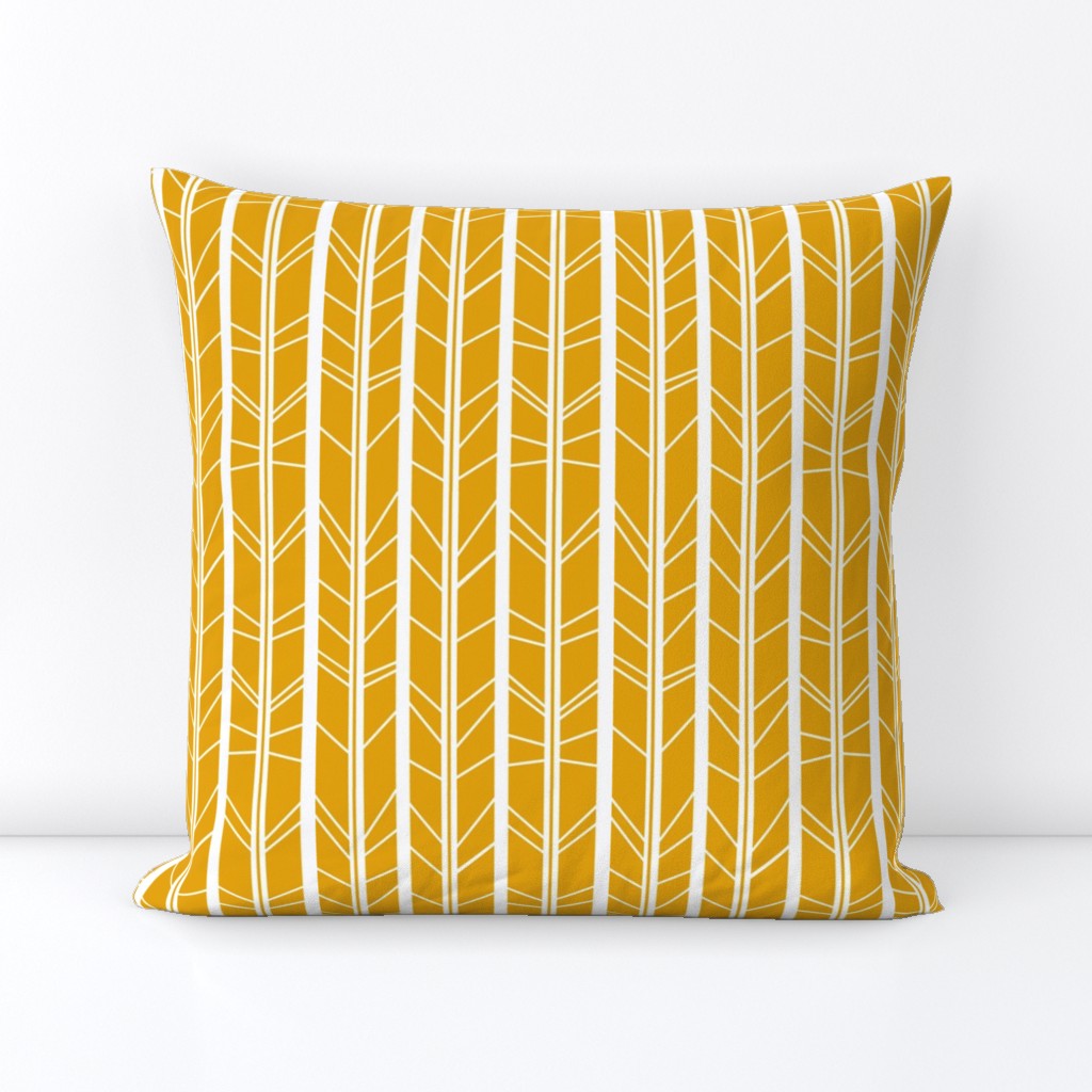 mustard yellow tree branch herringbone