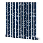 navy grey tree branch herringbone