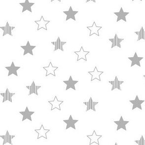 Stars Scattered - Gray on White