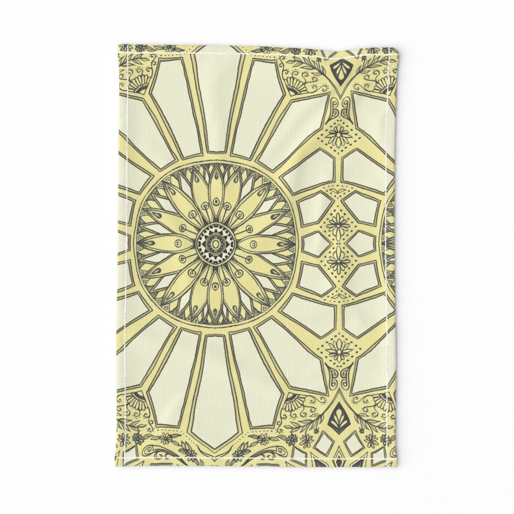 Pale Lemon Yellow Art Deco Geometric Lace