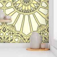 Pale Lemon Yellow Art Deco Geometric Lace