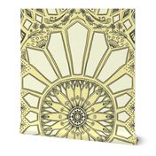 Pale Lemon Yellow Art Deco Geometric Lace