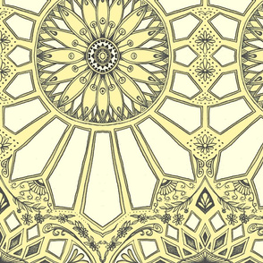 Pale Lemon Yellow Art Deco Geometric Lace