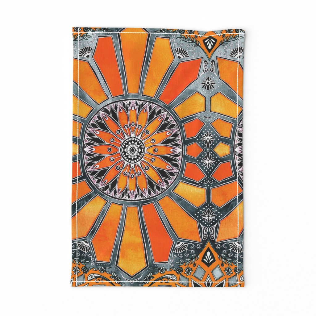 Celebrating the 70's - tangerine orange watercolor on grey