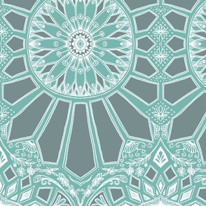 Sage Green Art Deco Geometric Lace