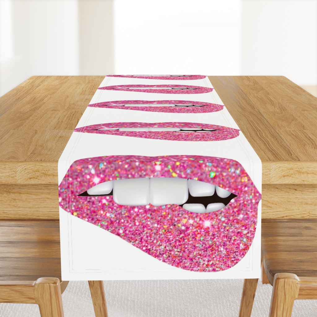 Sparkle glitter Lips on White FQ  pillow