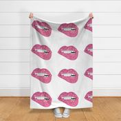 Sparkle glitter Lips on White FQ  pillow