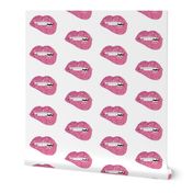 Sparkle glitter Lips on White FQ  pillow