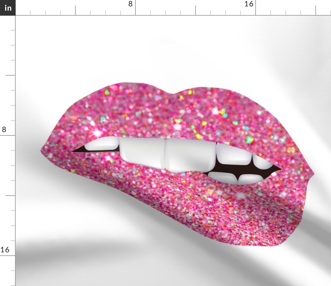 Sparkle glitter Lips on White FQ  pillow