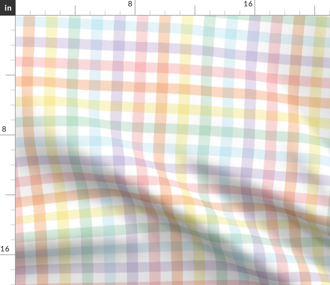 Pastel Rainbow Gingham - Medium scale