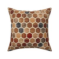 Sepia Ink - Watercolor Hexagon Pattern