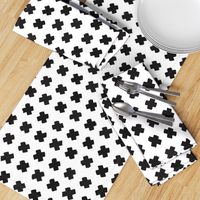 Black and white cross and abstract plus sign geometric grunge brush strokes scandinavian style print