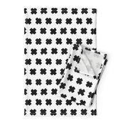 Black and white cross and abstract plus sign geometric grunge brush strokes scandinavian style print