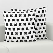 Black and white cross and abstract plus sign geometric grunge brush strokes scandinavian style print