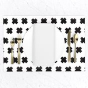 Black and white cross and abstract plus sign geometric grunge brush strokes scandinavian style print