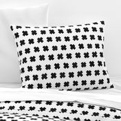 Black and white cross and abstract plus sign geometric grunge brush strokes scandinavian style print