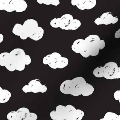 White clouds black and white night abstract geometric gender neutrals prints for kids