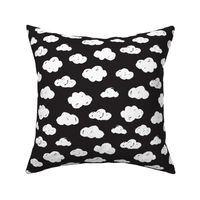 White clouds black and white night abstract geometric gender neutrals prints for kids