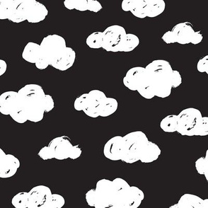 White clouds black and white night abstract geometric gender neutrals prints for kids