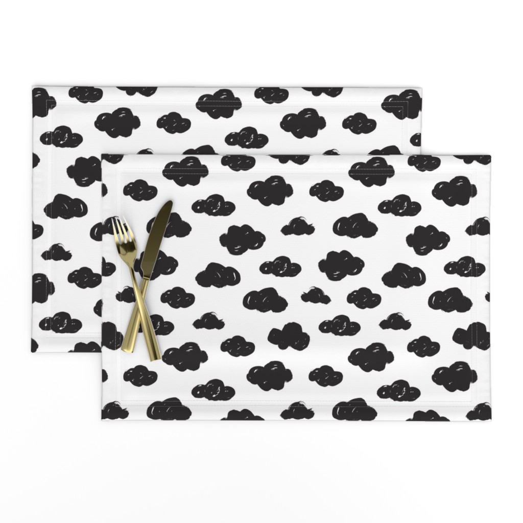 Black clouds black and white abstract geometric gender neutrals prints for kids