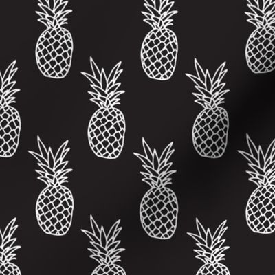 Hot summer pineapple black and white trendy illustration tropical fruit print