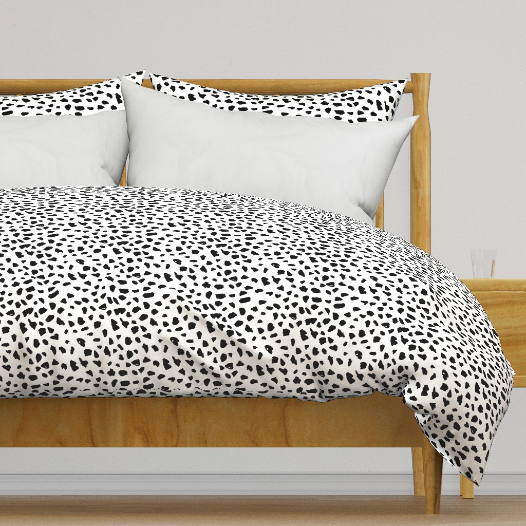 Black and white abstract dalmatian spots and dots leopard animal skin organic trendy gender neutral geometric print