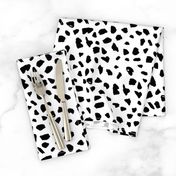 Black and white abstract dalmatian spots and dots leopard animal skin organic trendy gender neutral geometric print