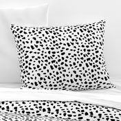 Black and white abstract dalmatian spots and dots leopard animal skin organic trendy gender neutral geometric print