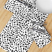 Black and white abstract dalmatian spots and dots leopard animal skin organic trendy gender neutral geometric print