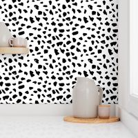 Black and white abstract dalmatian spots and dots leopard animal skin organic trendy gender neutral geometric print