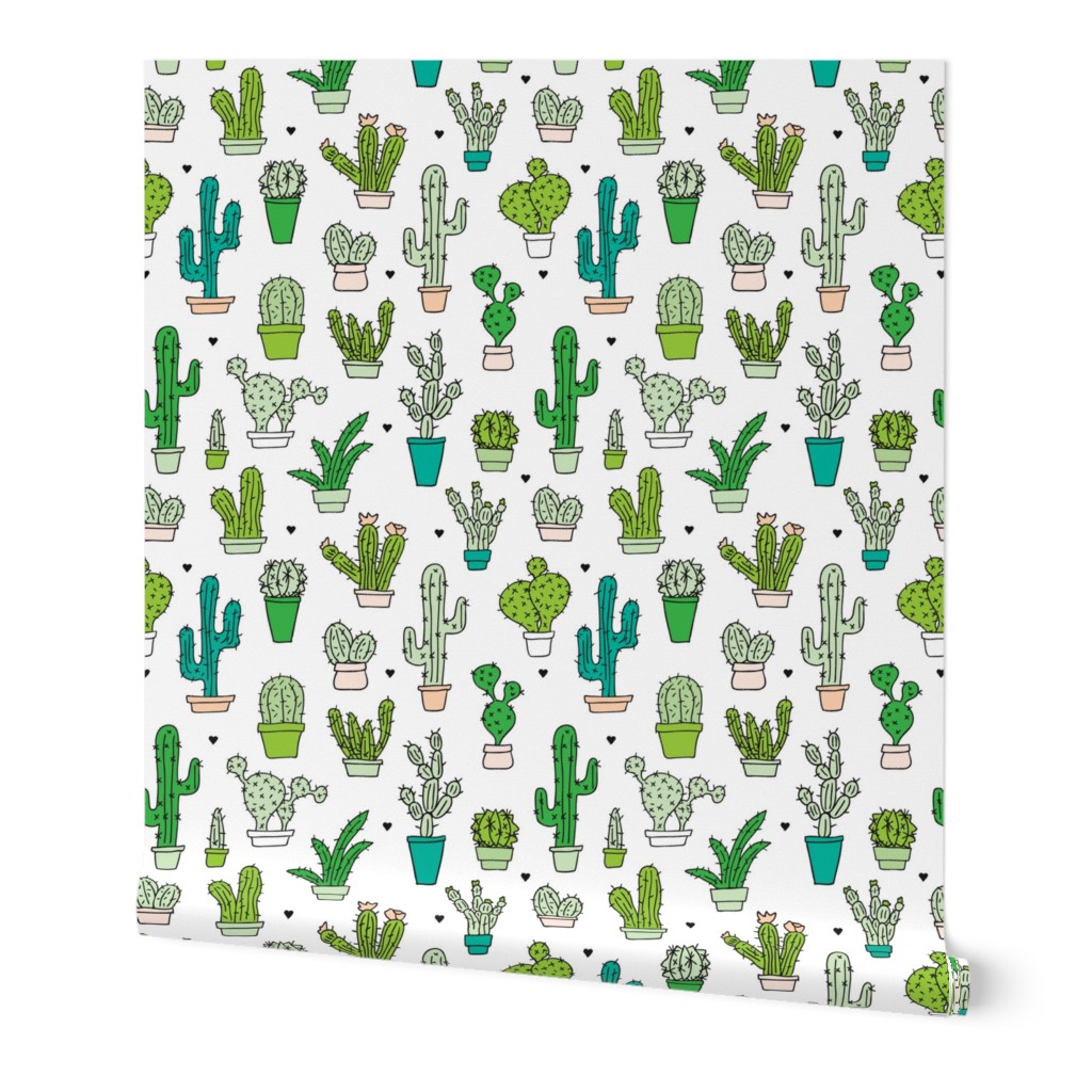 Cactus cacti garden botanical succulent green garden pattern illustration print