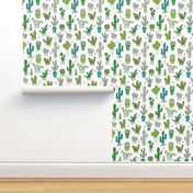 Cactus cacti garden botanical succulent green garden pattern illustration print