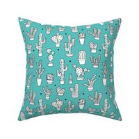 Cactus cacti garden botanical succulent blue pattern 