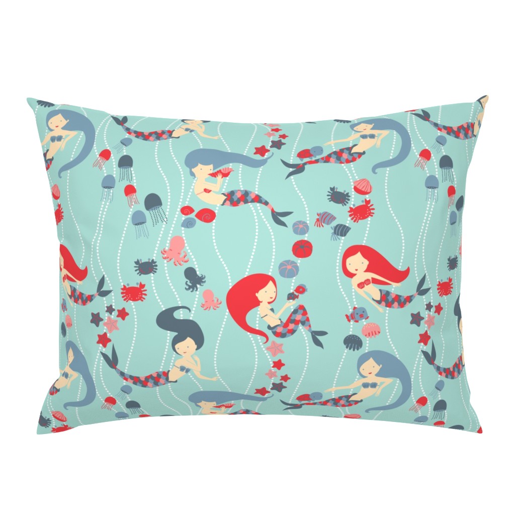 Mermaid Sisters - Red and Blue