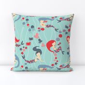 Mermaid Sisters - Red and Blue